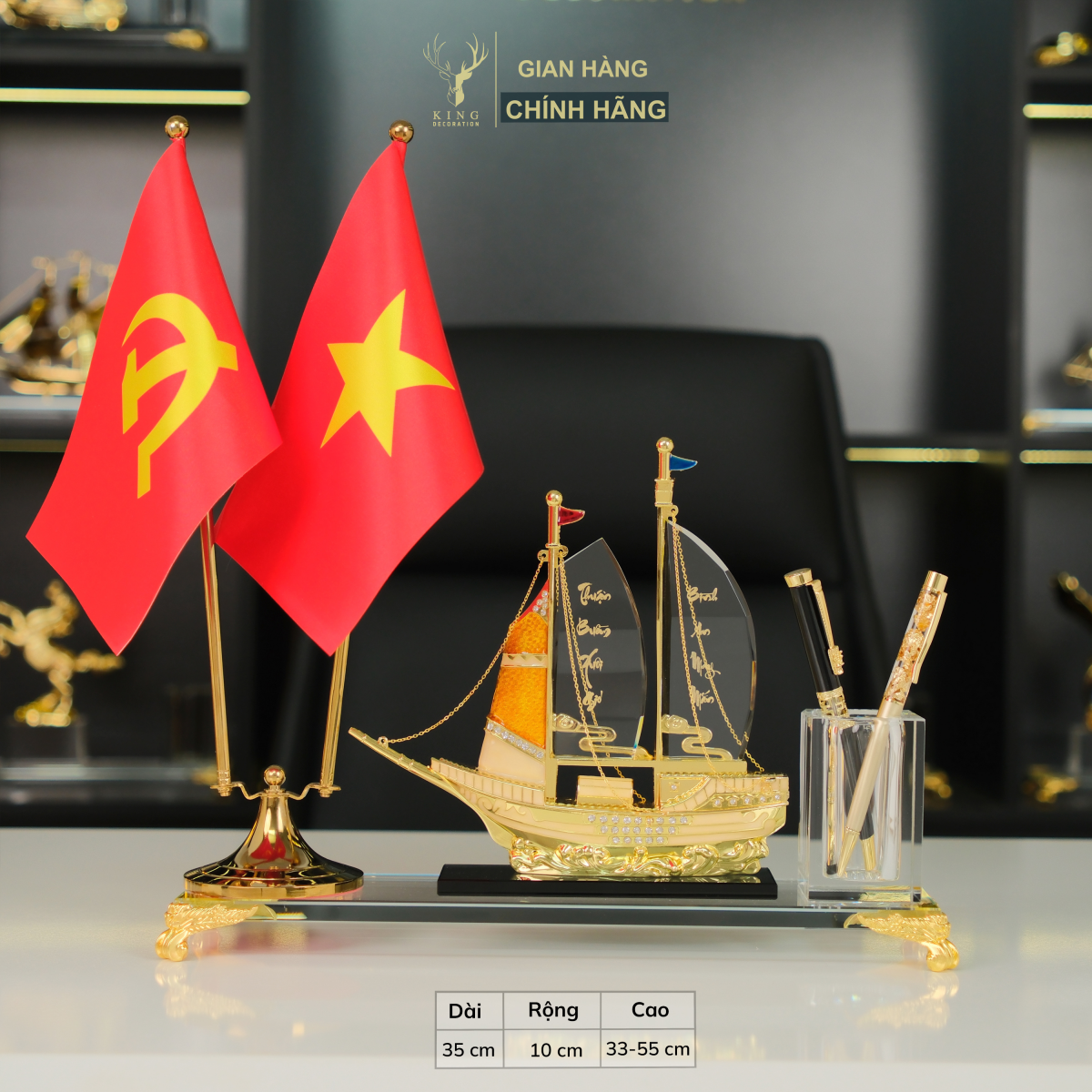 Hộp Cắm Bút Doanh Nhân Thuyền Đính Đá VIP - KD05