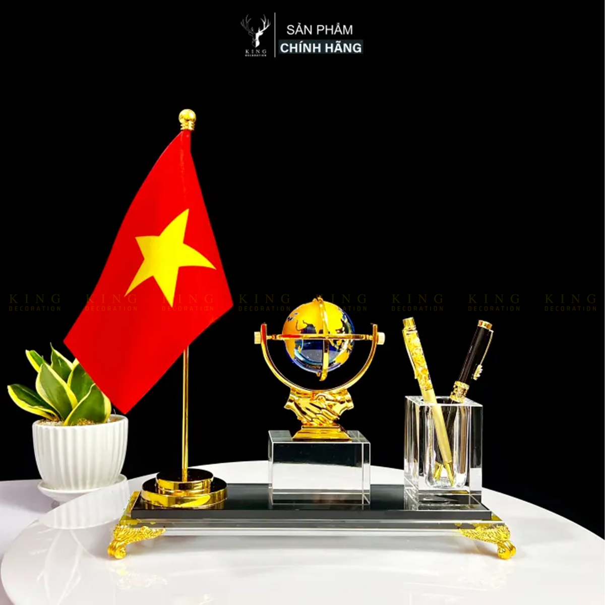 Hộp Cắm Bút Doanh Nhân Địa Cầu 1 cờ - KD18